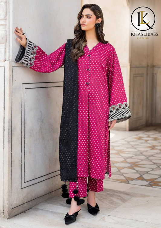 Winter Unstitched 3PCs Printed Karandi Dress With Digital Printed Karandi Dupatta KL-383