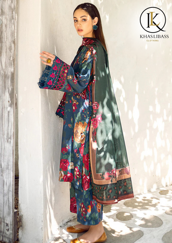 Winter Unstitched 3PCs Digital Printed Banadoria Linen Dress With Digital Printed Linen Dupatta  KL-386