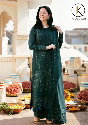 Winter Unstitched 3PCs Embroidered Dhanak Dress With Dhanak Embroidered Dupatta KL-370
