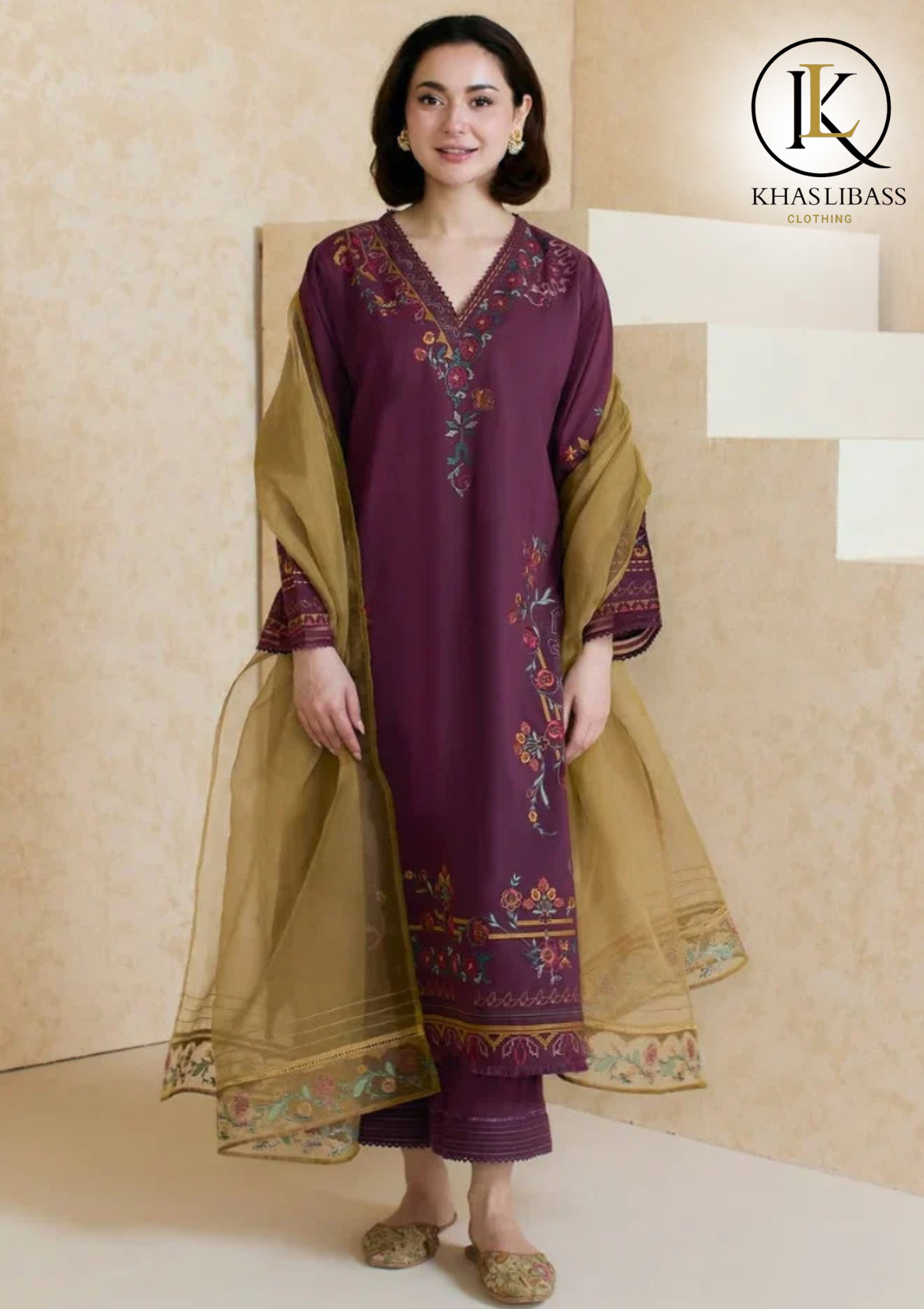 Winter Unstitched 3PCs Embroidered Dhanak Dress With Dhanak Embroidered Dupatta KL-368