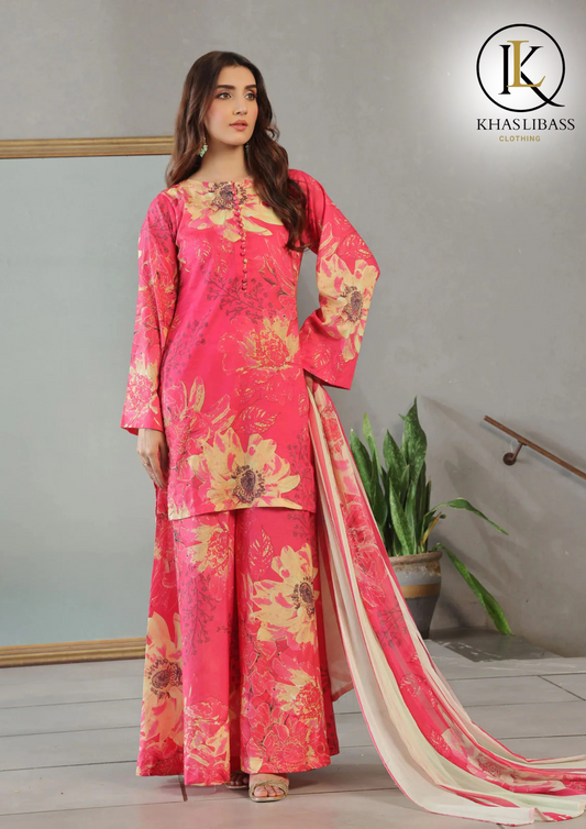 Winter Unstitched 3PCs Digital Printed Khaddar Dress With Digital Printed Khaddar Dupatta KL-389
