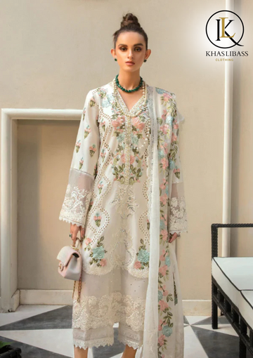 Winter Unstitched 3PCs Embroidered Dhanak Dress With Dhanak Embroidered Dupatta KL-367