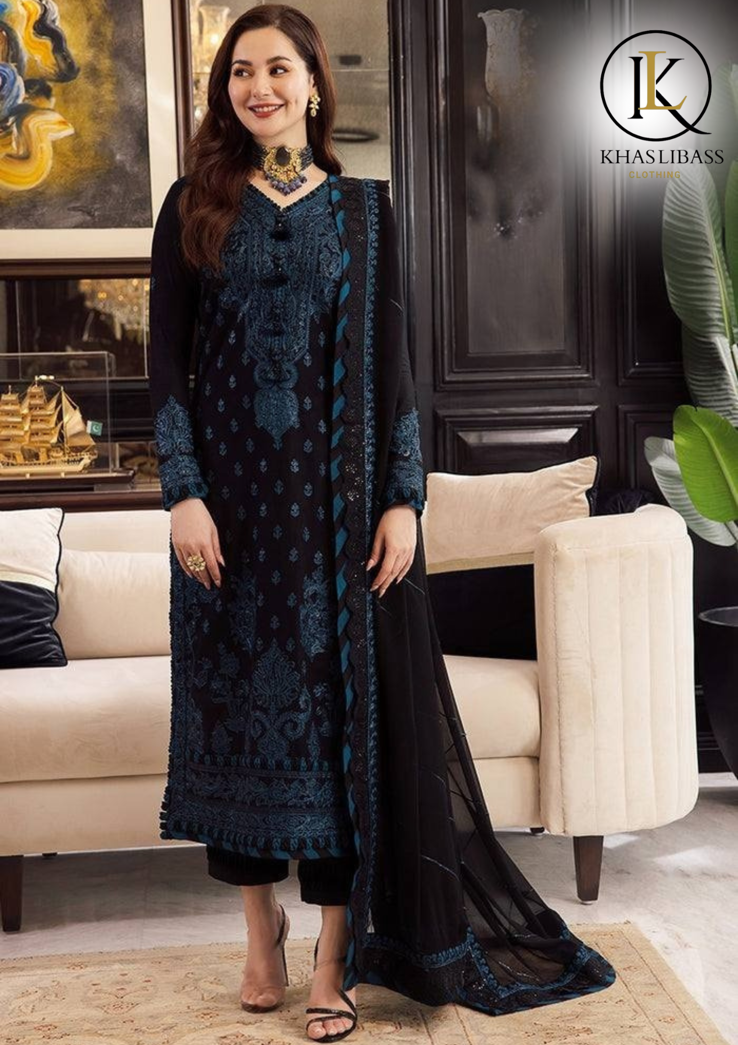 Winter Unstitched 3PCs Embroidered Dhanak Dress With Dhanak Embroidered Dupatta KL-373