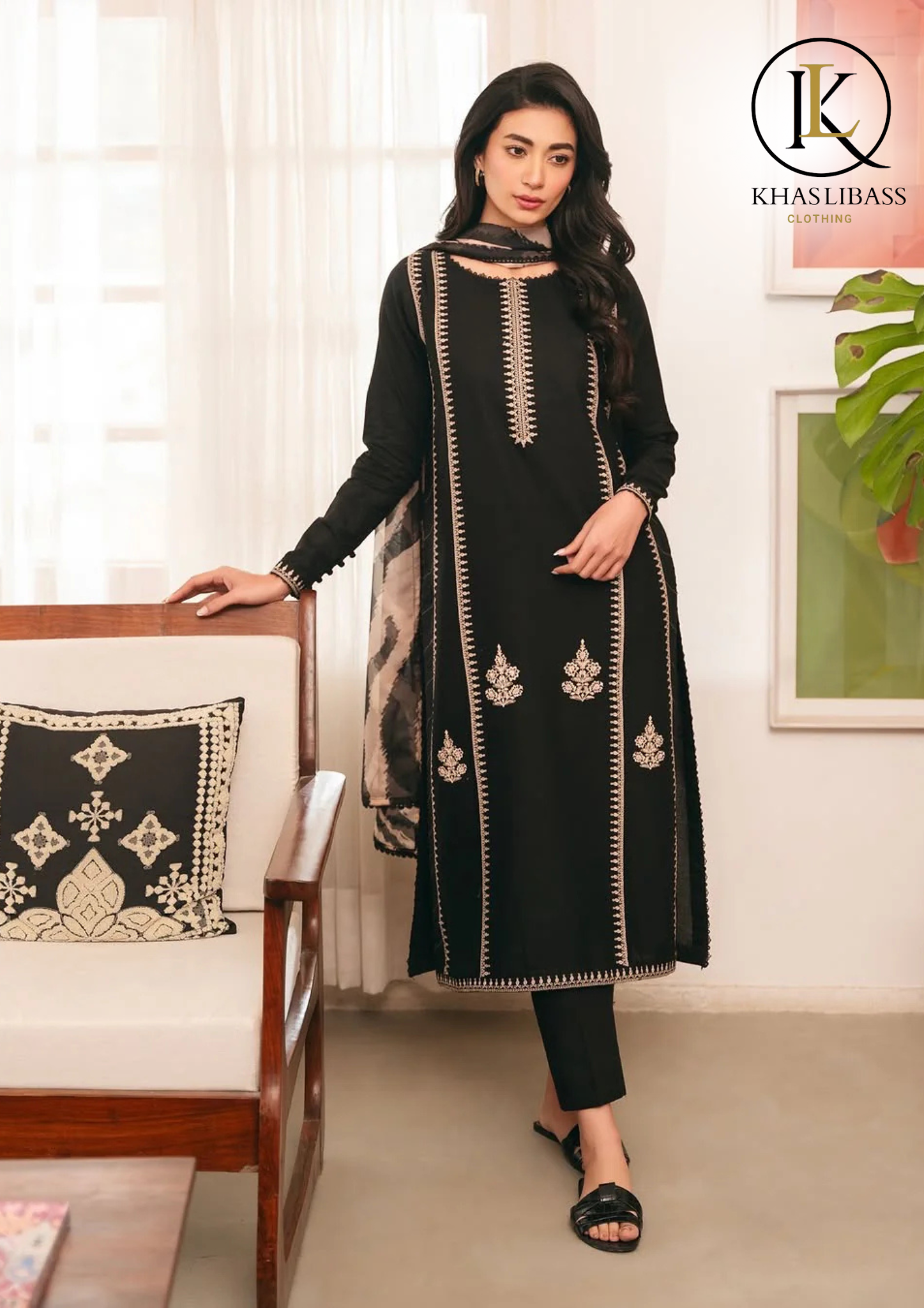 Winter Unstitched 3PCs Embroidered Dhanak Dress With Digital Printed Wool Shawl KL-351