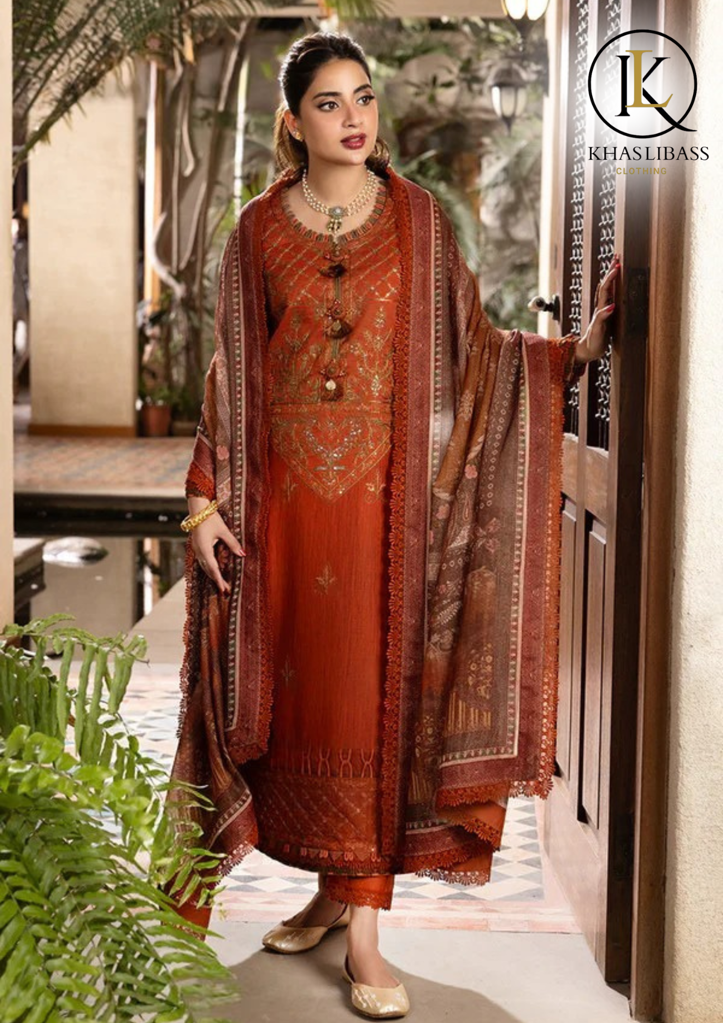 Winter Unstitched 3PCs Embroidered Dhanak Dress With Digital Printed Wool Shawl KL-362