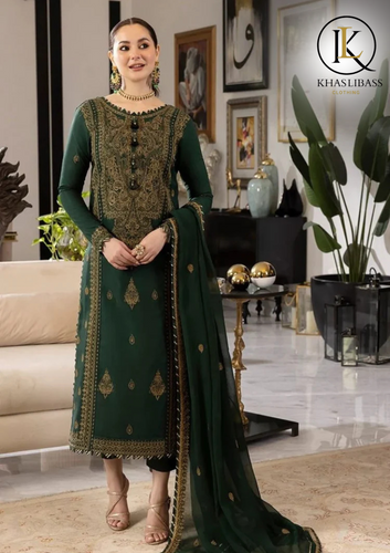 Winter Unstitched 3PCs Embroidered Dhanak Dress With Dhanak Embroidered Shawl KL-374