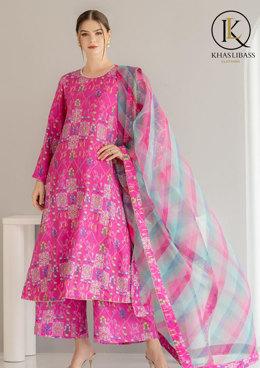 Summer Unstitched 3PCs Digital Print Lawn Dress With Digital Printed Polly Lawn Dupatta KL-205