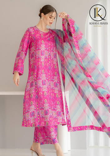Summer Unstitched 3PCs Digital Print Lawn Dress With Digital Printed Polly Lawn Dupatta KL-205
