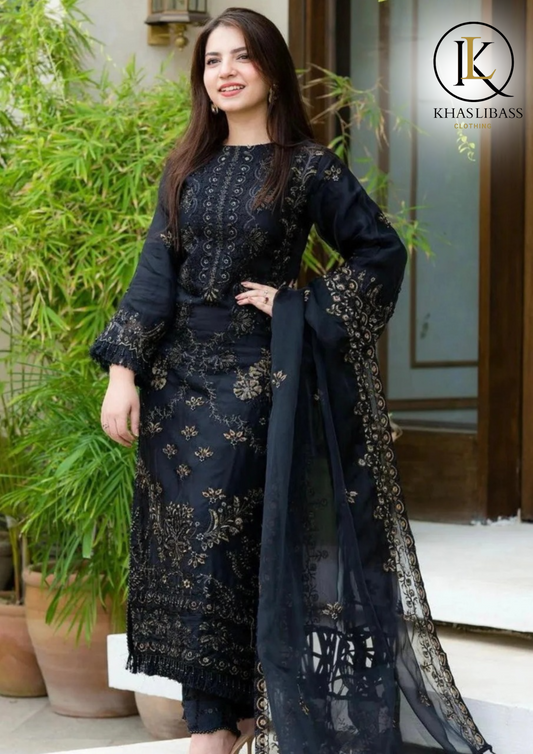 Summer Unstitched 3PC Lawn Embroidered Shirt With Chiffon Dupatta KL-207