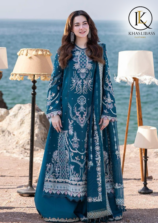 Winter Unstitched 3PCs Embroidered Dhanak Dress With Dhanak Heavy Embroidered Shawl KL-334