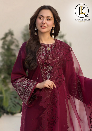 Summer Unstitched 3PCs Lawn Embroidered Dress With Organza Dupatta KL-224