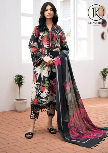 Summer Unstitched 3PCs Digital Printed Lawn Dress With Voil Dupatta KL-225