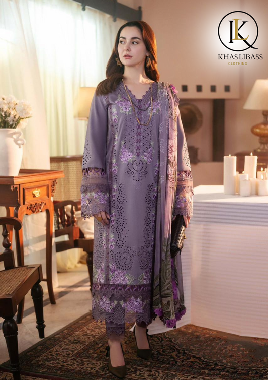 Winter Unstitched 3PCs Embroidered Dhanak Dress With Digital Printed Voil Dupatta KL-371