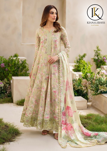 Summer Unstitched 3PCs Lawn Embroidered Shirt With Chiffon Dupatta KL-238