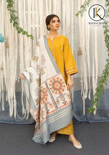Summer Unstitched 3PCs Lawn Embroidered Shirt With Digital Print Voil Dupatta KL-244