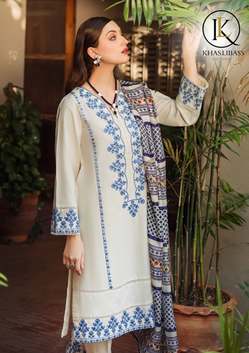 Summer Unstitched 3PC Lawn Embroidered Shirt With Digital Print Voil Dupatta KL-248