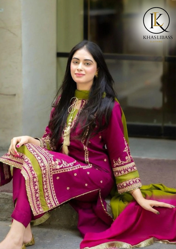 Summer Unstitched 3PC Lawn Embroidered Shirt With Bamber Dyed Dupatta KL-249