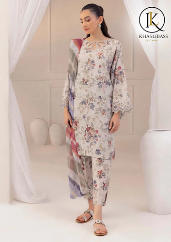 Summer Unstitched 3PCs Lawn Digital Printed Allover Shirt With Swiss Voil Dupatta KL-250