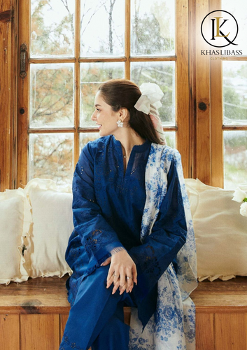 Summer Unstitched 3PCs Lawn Embroidered Shirt With Digital Print Dupatta KL-254