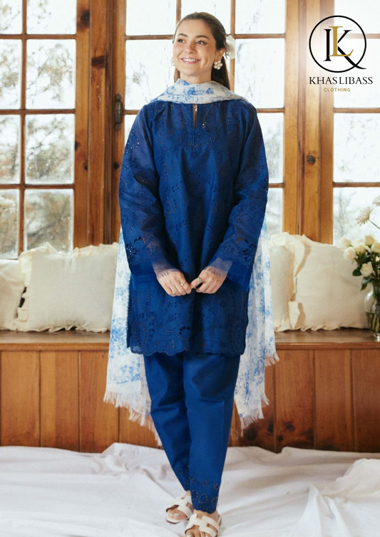 Summer Unstitched 3PCs Lawn Embroidered Shirt With Digital Print Dupatta KL-254