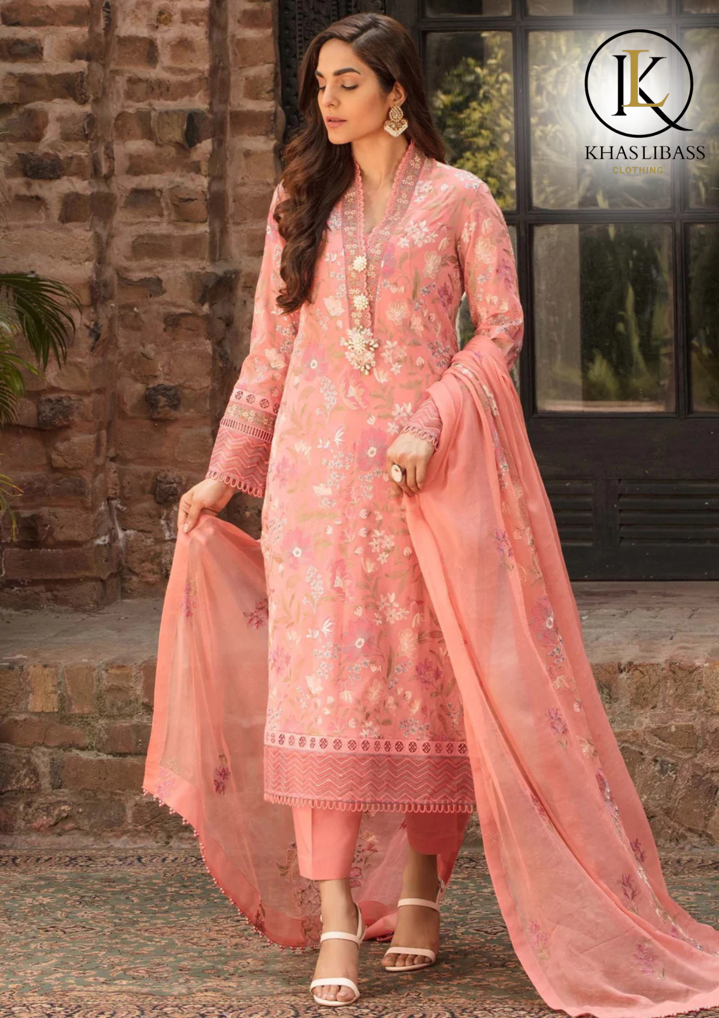 Summer Unstitched 3PCs Lawn Embroidered Shirt With Chiffon Dupatta KL-255