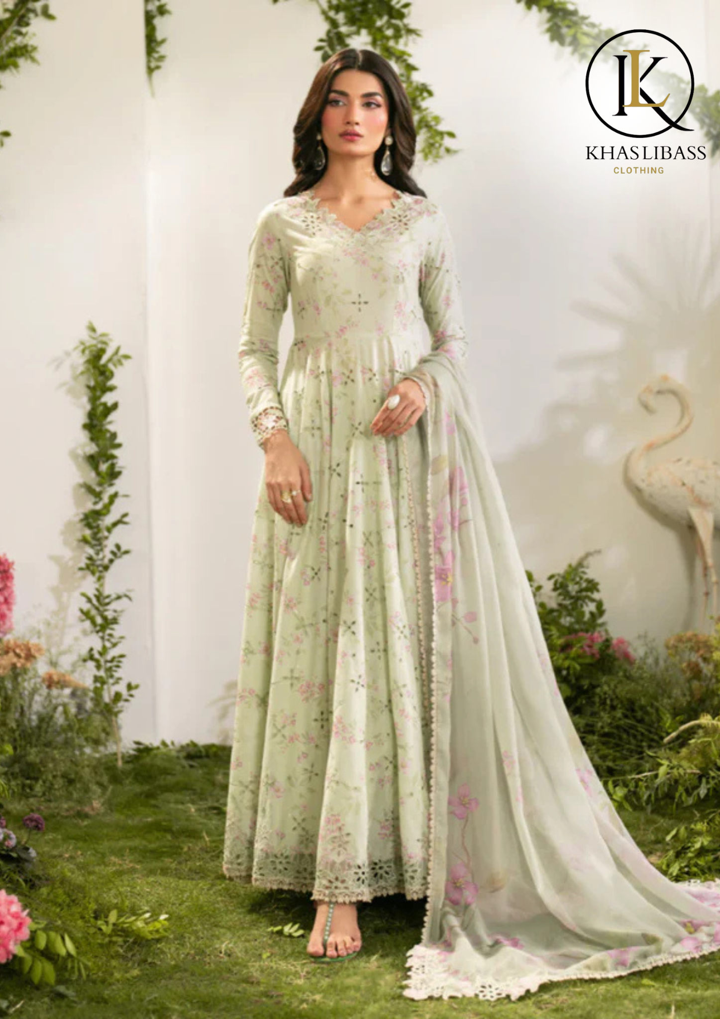 Summer Unstitched 3PCs Lawn Chiken Kari Embroidered Shirt With Chiffon Dupatta KL-257