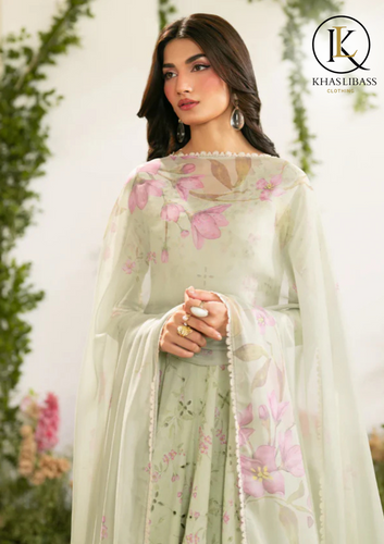 Summer Unstitched 3PCs Lawn Chiken Kari Embroidered Shirt With Chiffon Dupatta KL-257