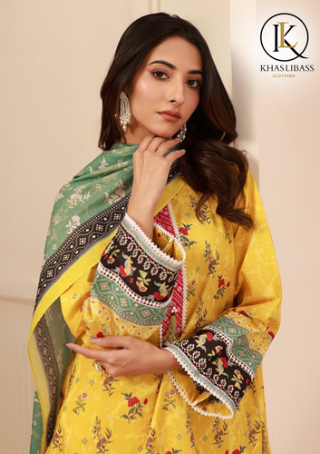 Summer Unstitched 3PCs Lawn Printed Shirt With Printed Doria Lawn Dupatta KL-265