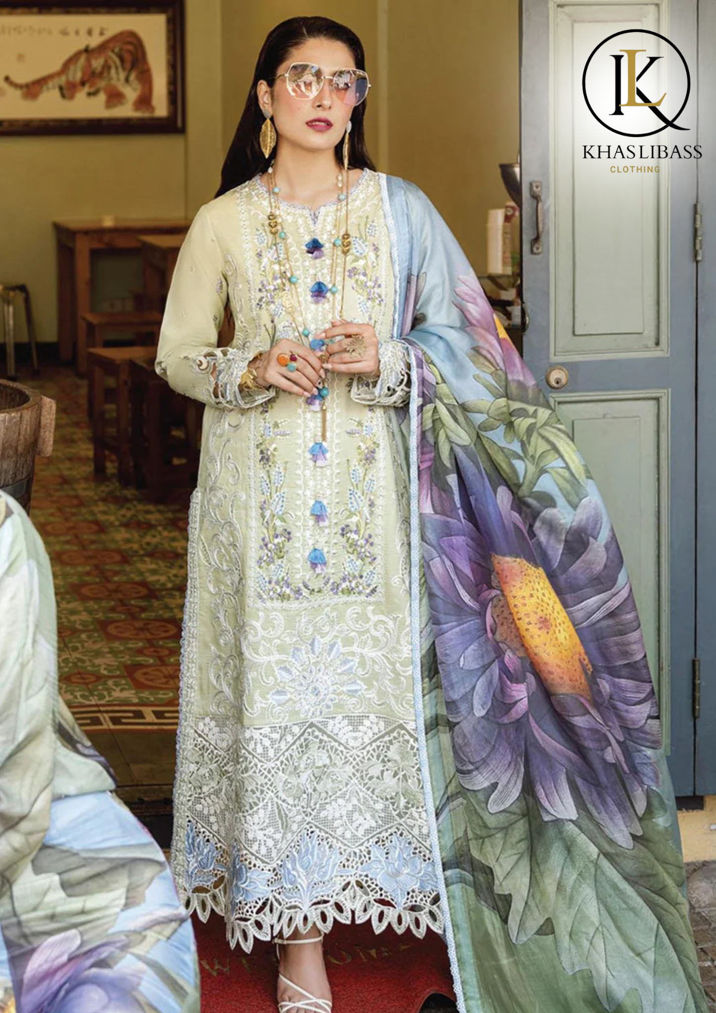 Summer Unstitched 3PCs Lawn Embroidered Shirt With Silk Dupatta KL-267
