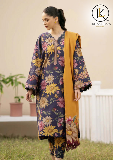 Summer Unstitched 3PCs Lawn Digital Print Shirt With Voil Dupatta KL-268