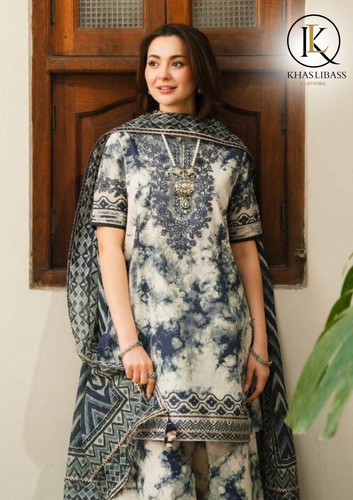 Winter Unstitched 3PCs Printed Linen Dress With Digital Printed Linen Dupatta  KL-326