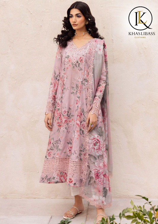 Summer Unstitched 3PCs Lawn Printed Shirt With Chiffon Dupatta KL-272