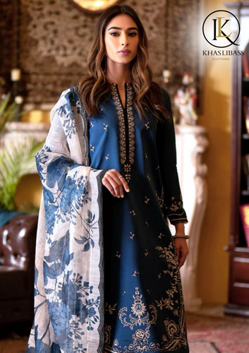 Summer Unstitched 3PCs Lawn Embroidered Shirt With Diamond Dupatta KL-273