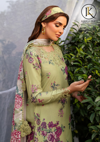 Summer Unstitched 3PCs Lawn Printed Shirt With Printed Voil Lawn Dupatta KL-275