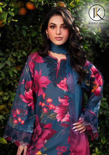 Summer Unstitched 3PCs Lawn Printed Shirt With Printed Voil Lawn Dupatta KL-276