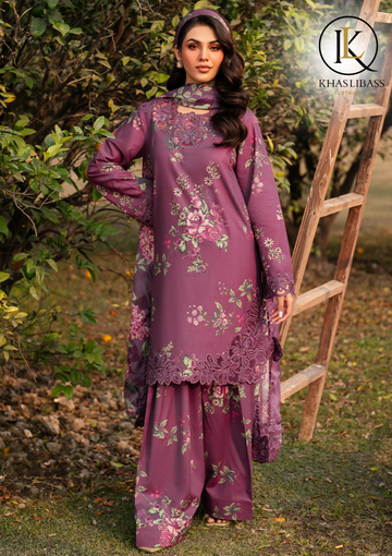 Summer Unstitched 3PCs Lawn Printed Shirt With Printed Voil Lawn Dupatta KL-277