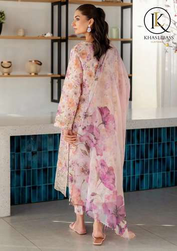 Summer Unstitched 3PCs Lawn Embroidered Shirt With Chiffon Dupatta KL-280