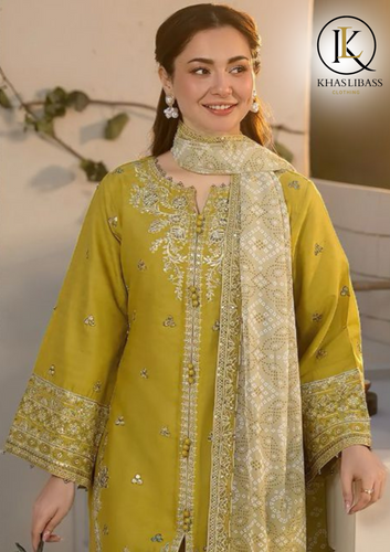 Summer Unstitched 3PCs Lawn Embroidered Shirt With Diamond Dupatta KL-281