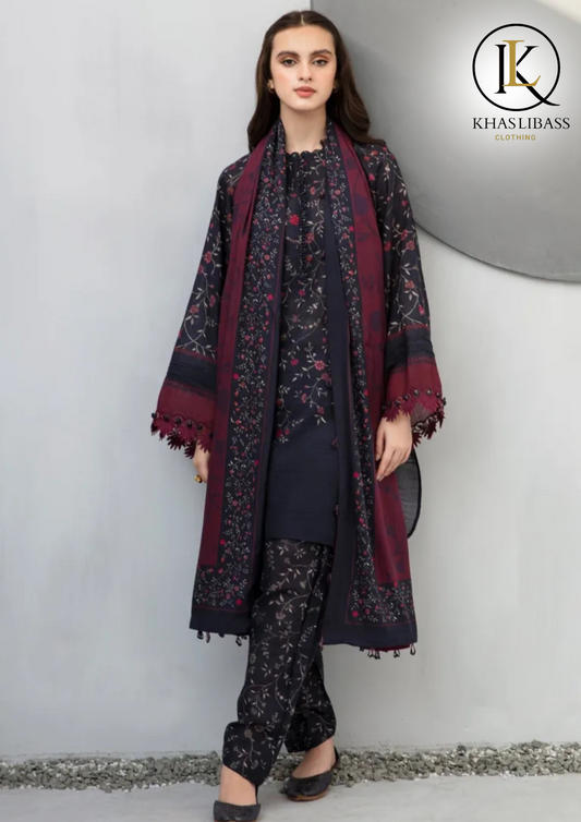 Summer Unstitched 3PCs Lawn Printed Shirt With 4 Side Printed Lawn Dupatta KL-283