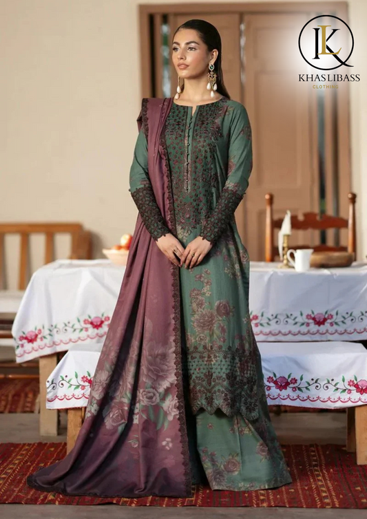 Summer Unstitched 3PCs Lawn Printed Shirt With Chiffon Dupatta KL-285