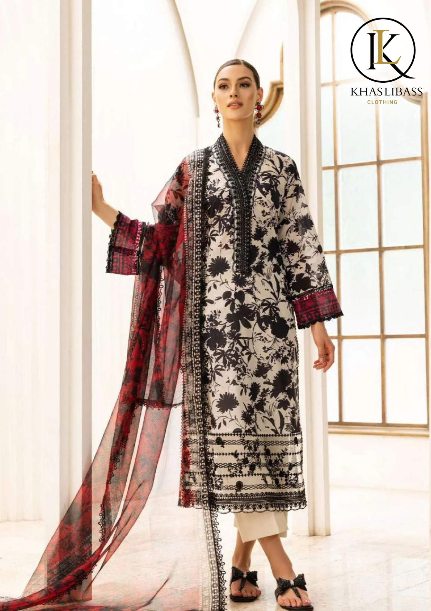 Summer Unstitched 3PCs Lawn Digital Printed Shirt With Digital Printed Lawn Dupatta KL-286