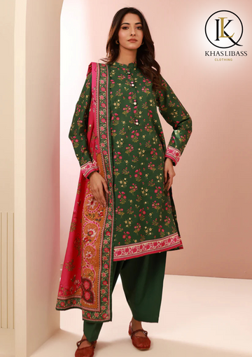 Summer Unstitched 3PCs Lawn Printed Shirt With Printed Doria Lawn Dupatta KL-289