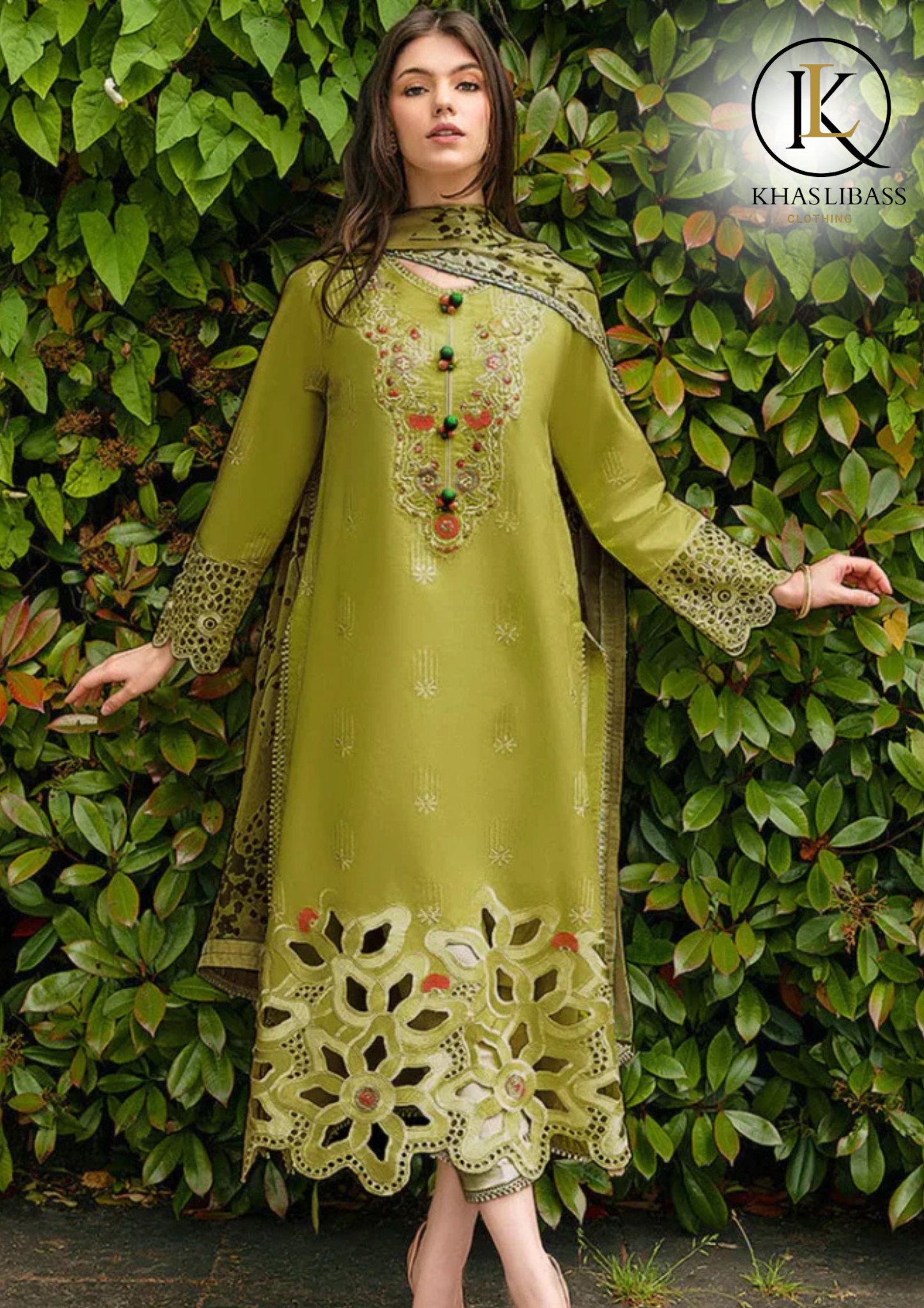 Summer Unstitched 3PCs Lawn Embroidered Shirt With Diamond Dupatta KL-292