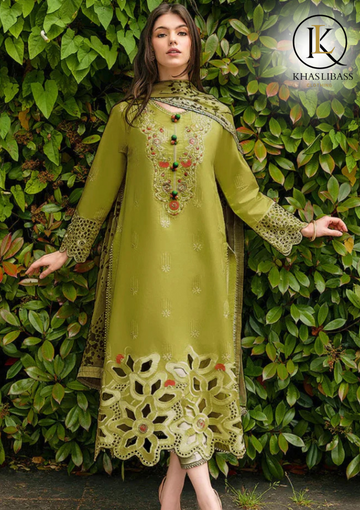 Summer Unstitched 3PCs Lawn Embroidered Shirt With Diamond Dupatta KL-292