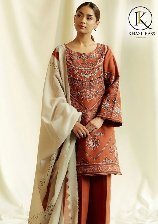 Summer Unstitched 3PCs Lawn Embroidered Shirt With Diamond Dupatta KL-294