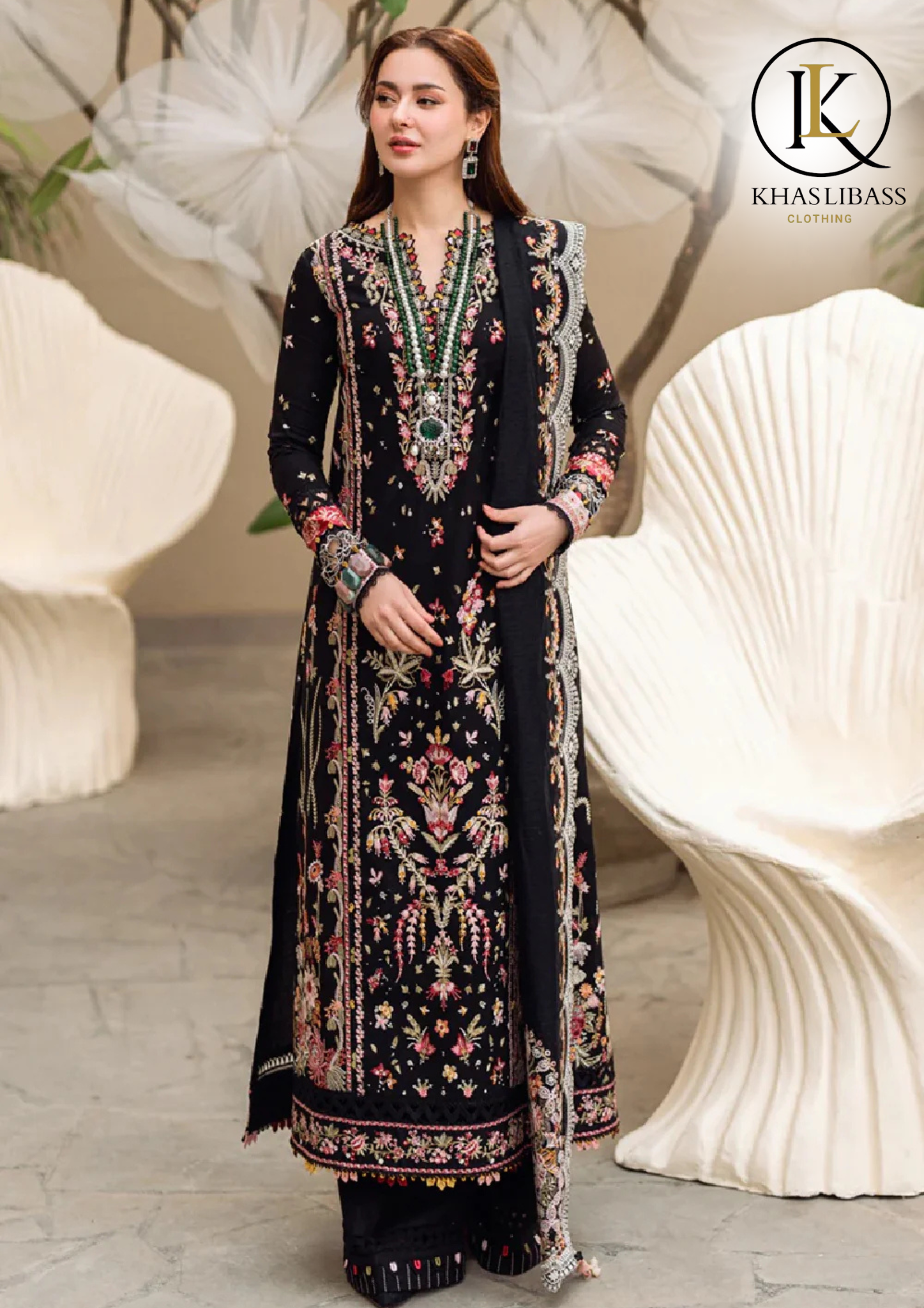 Winter Unstitched 3PCs Embroidered Dhanak Dress With Heavy Embroidered Dhanak Shawl KL-332