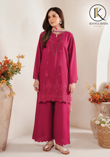 Summer Unstitched 2PCs Lawn Embroidered Shirt With Lawn Trouser KL-297