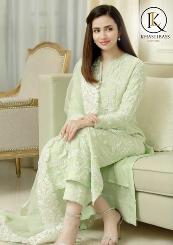 Summer Unstitched 3PCs Lawn Embroidered Shirt With Chiffon Dupatta KL-305