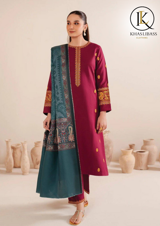 Summer Unstitched 3PCs Lawn Embroidered Shirt With Lawn Dupatta KL-306