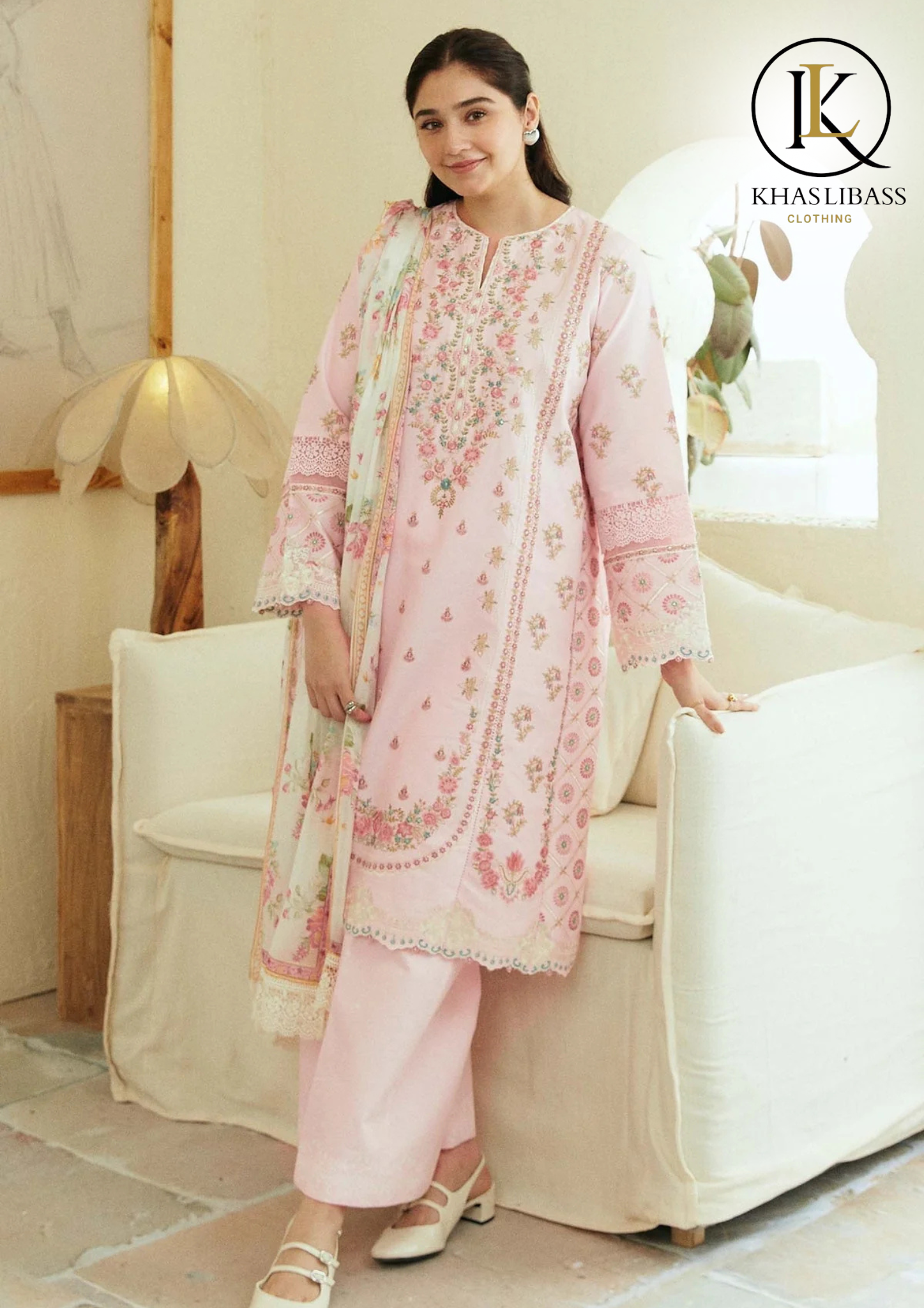 Summer Unstitched 3PCs Lawn Embroidered Shirt With Lawn Dupatta KL-308